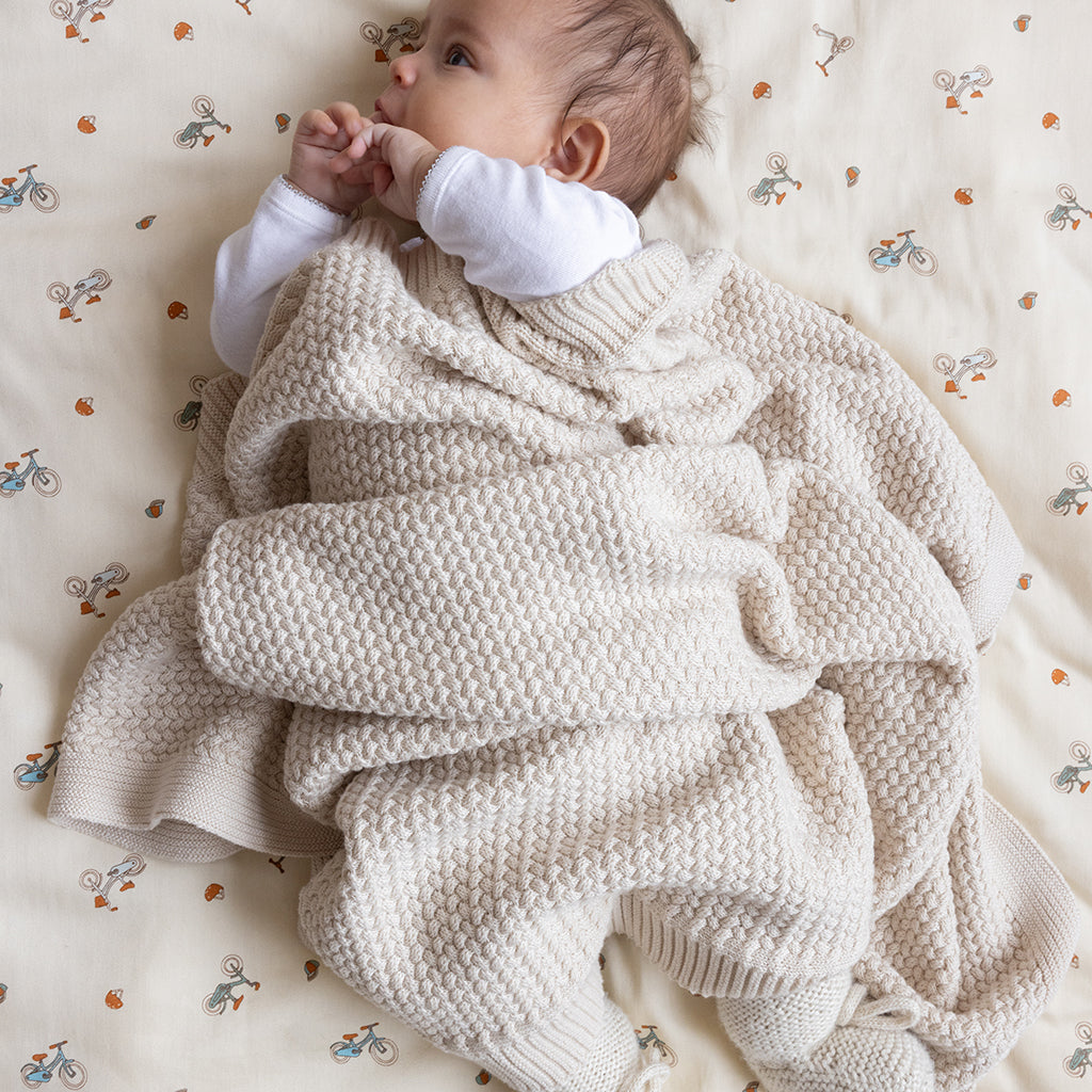 Plaid bébé en tricot Harper - GOTS - Off White