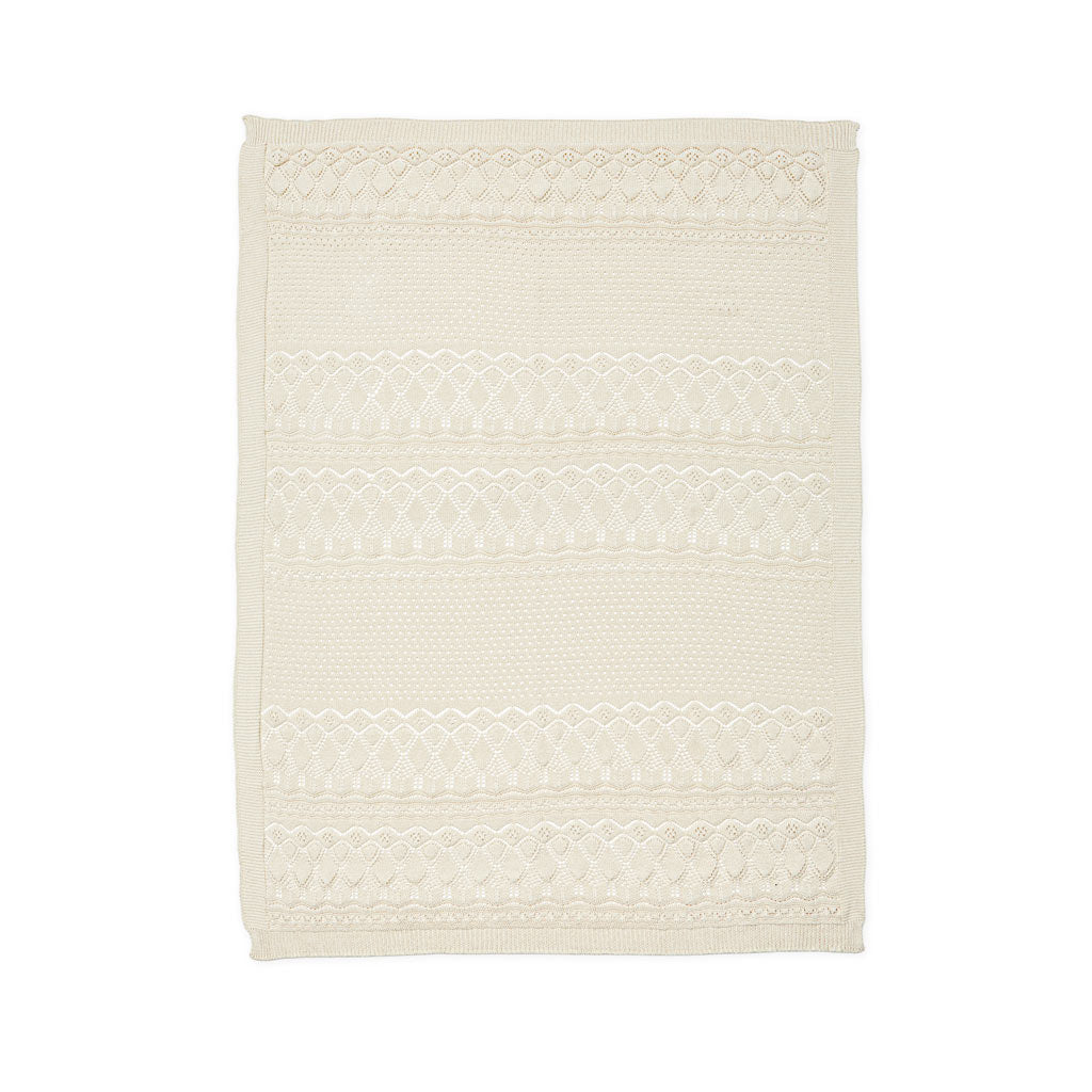Plaid bébé en tricot Pointelle - GOTS - Off White 