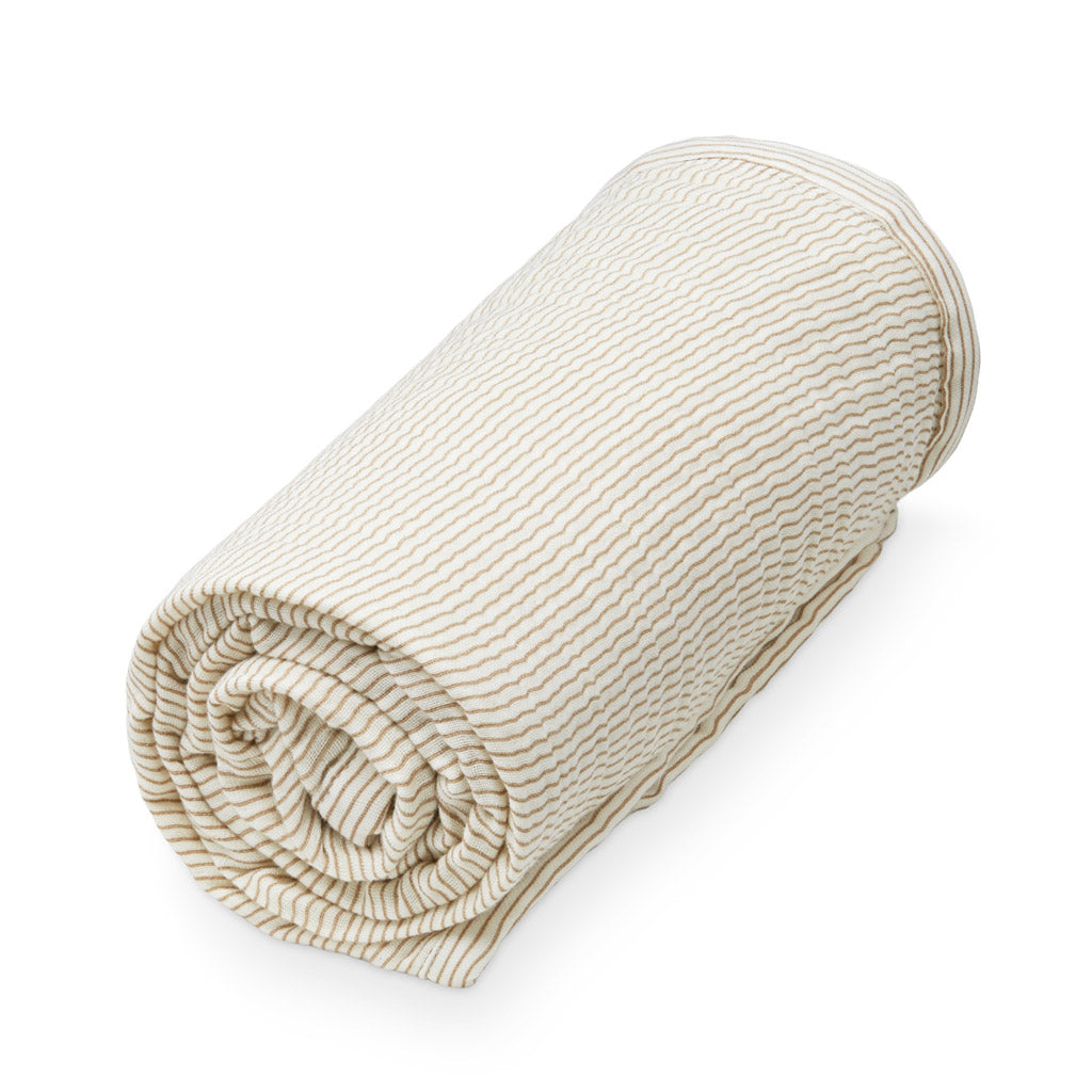 Muslin Baby Blanket - GOTS Classic Stripes Camel