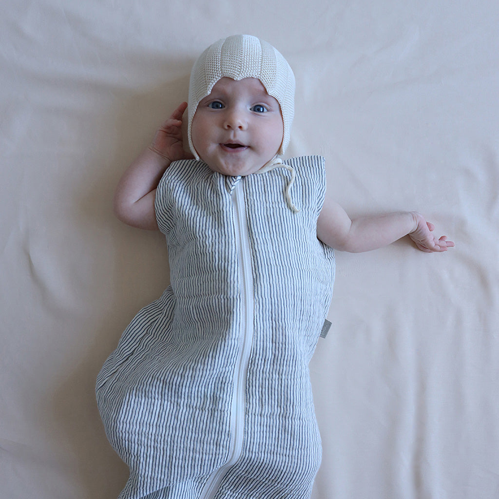 Muslin Sleeping Bag 6-18 Months - GOTS Classic Stripes Blue