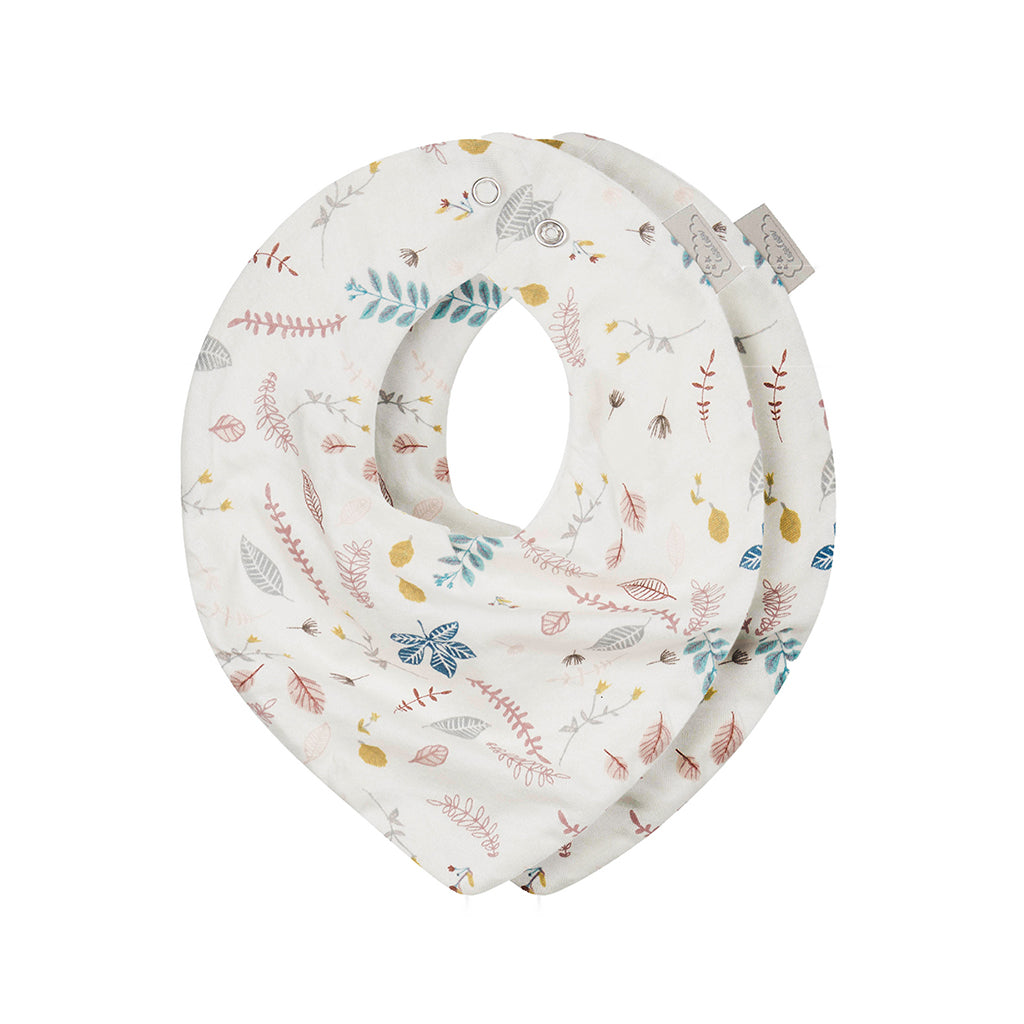 Bavoir Bandana, Jersey, set de 2 - GOTS Pressed Leaves Rose