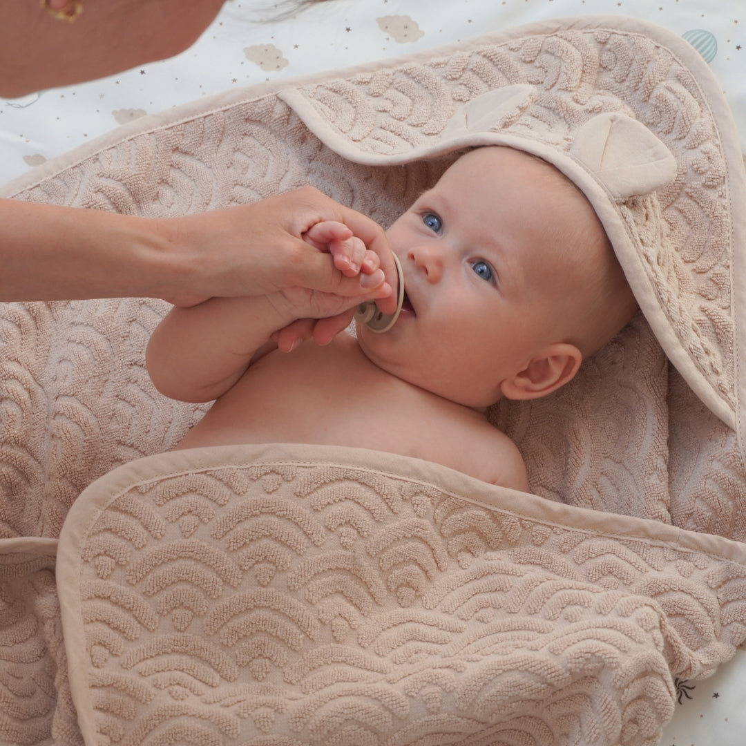 Towel, Baby, hooded w/ ears - GOTS Almond