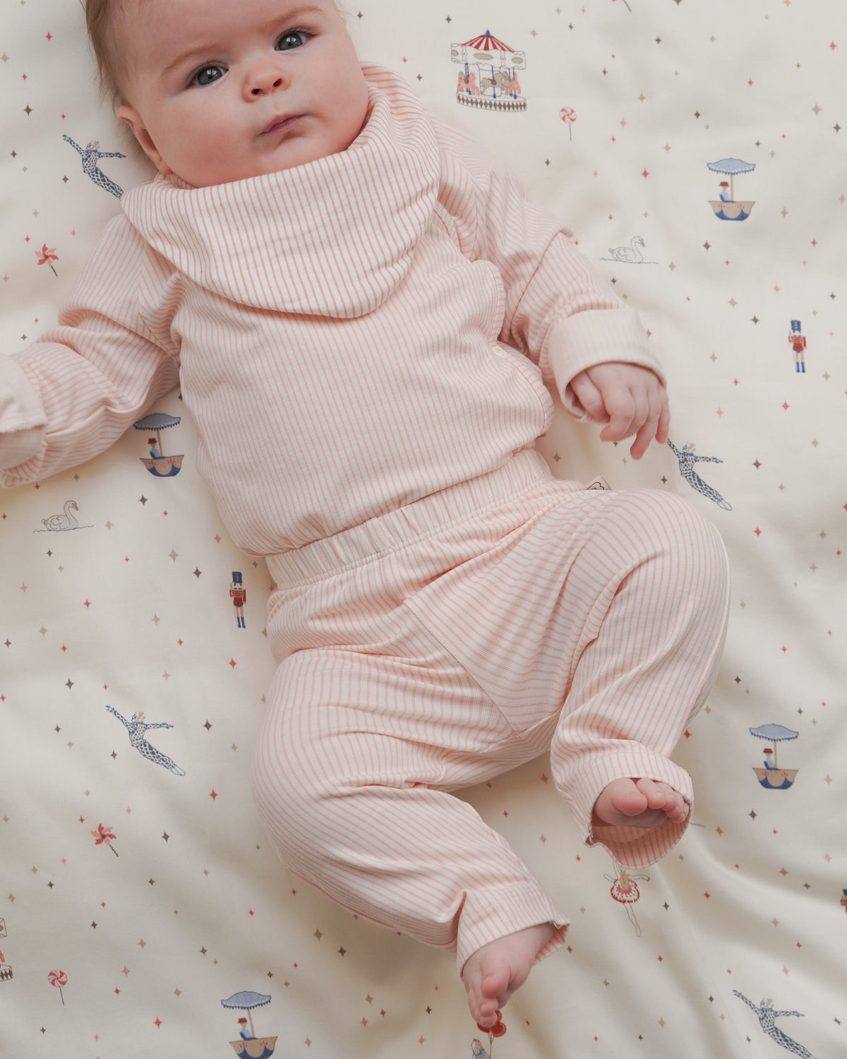 Legging pour Bébé Clara, 56 cm - GOTS - Classic Stripes Rose