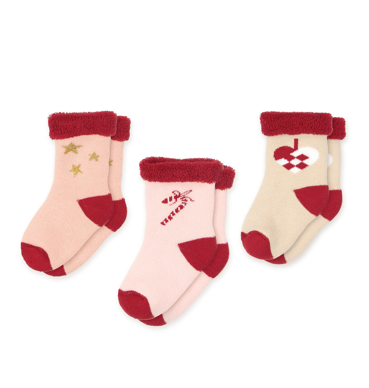 Chaussettes en Éponge Safi, 13-15 - Candy Cane - 3 Pack