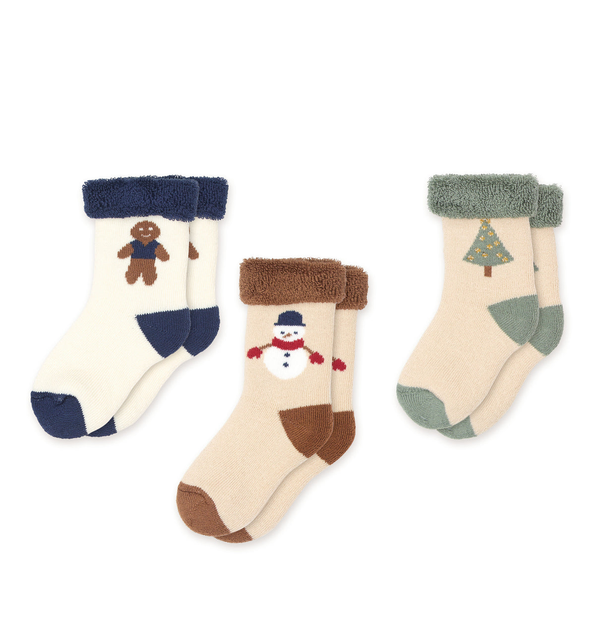 Chaussettes en Éponge Safi, 13-15 - Snowman - 3 Pack