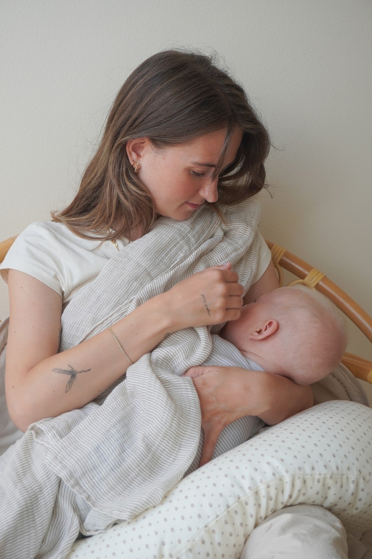 Swaddle - GOTS Classic Stripes Camel