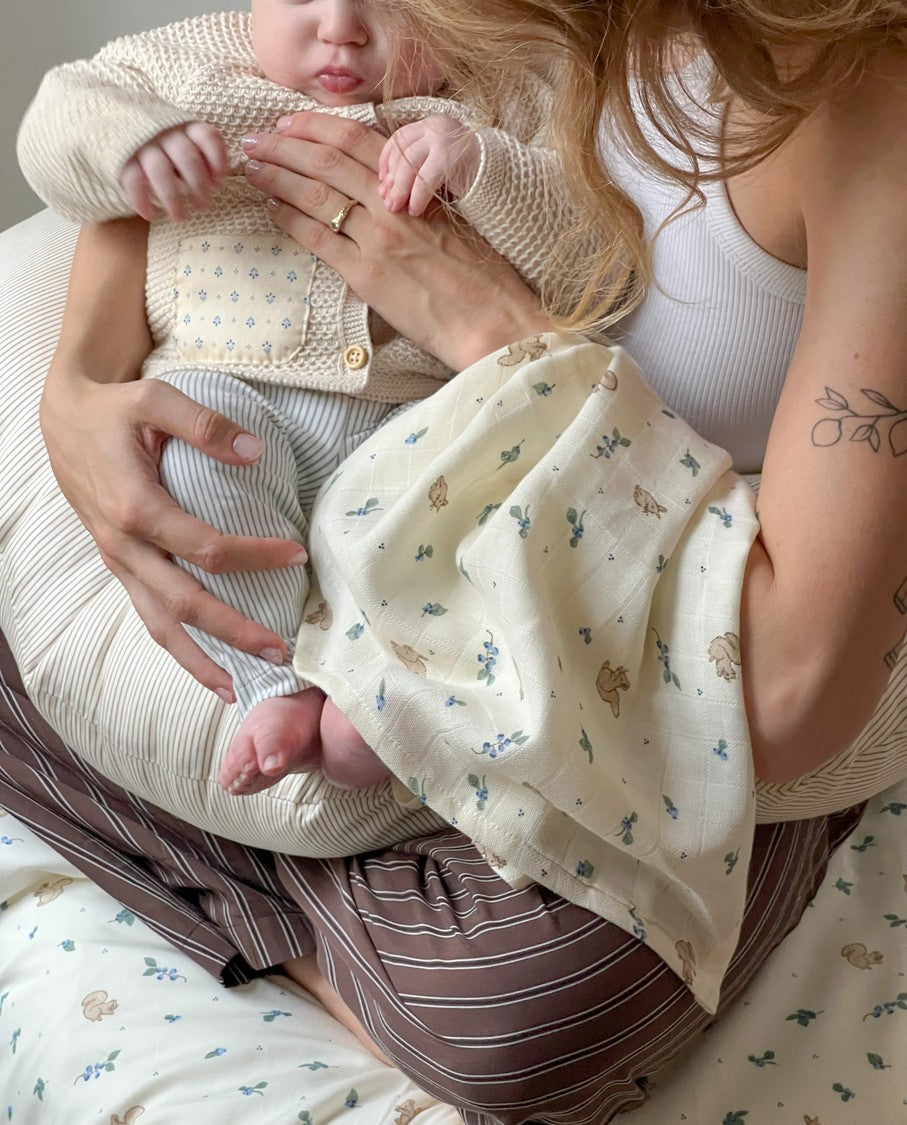 Muslin Cloth, Printed, 2-pack - GOTS - Blueberries