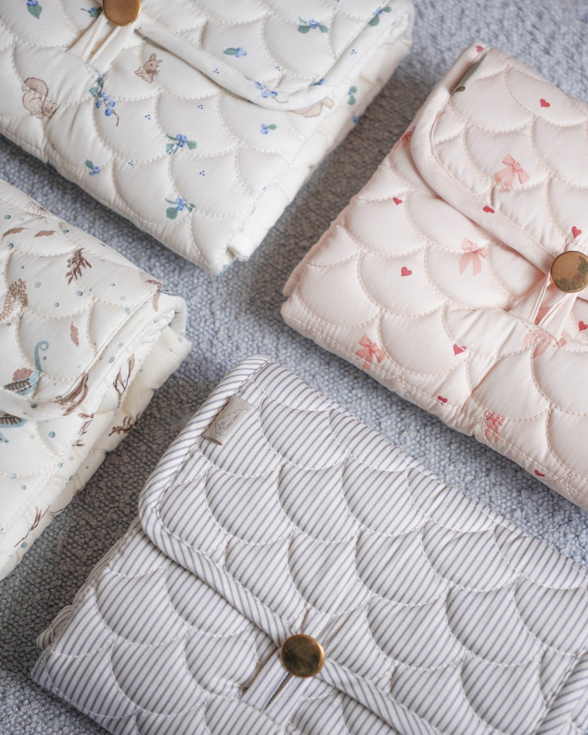 Changing Mat, Quilted - OCS Classic Stripes Blue, Praline