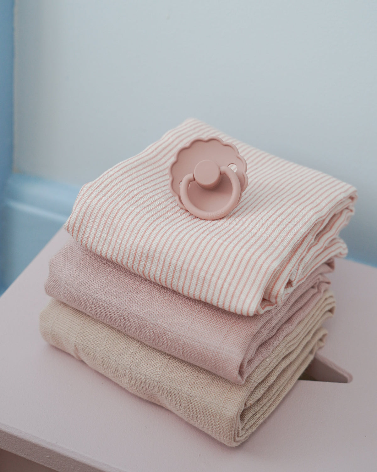 Muslin Cloth, 3-pack - GOTS Mix - Classic Stripes Rose
