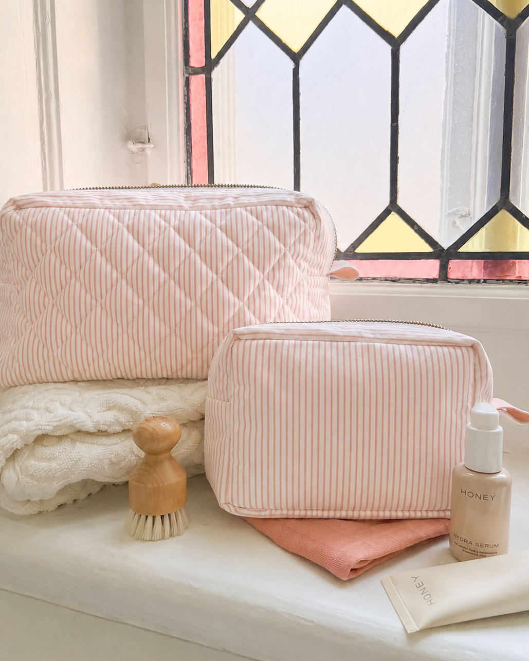 Makeup Bag - OCS - Classic Stripes Rose