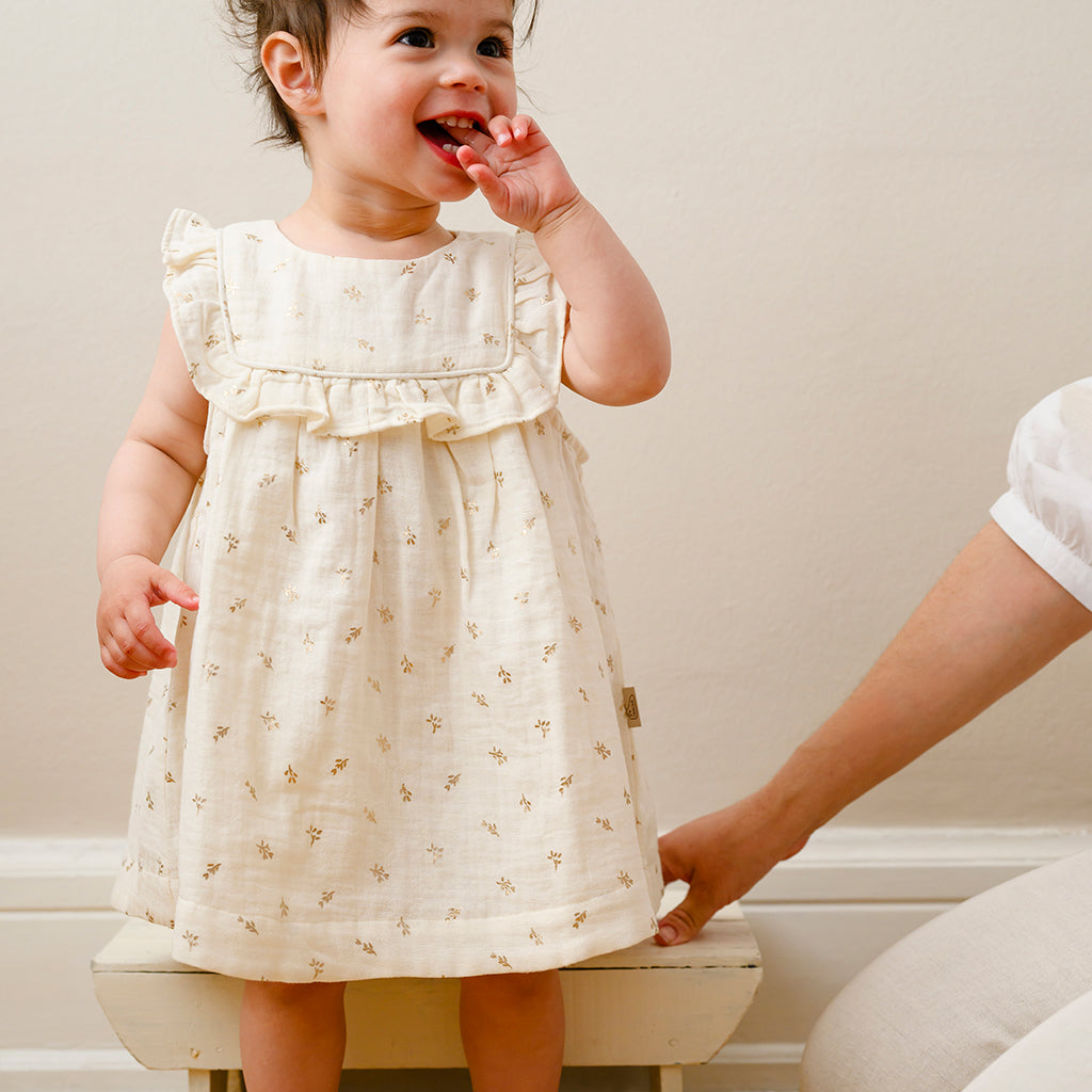 Robe Betty - GOTS - Gold Flower