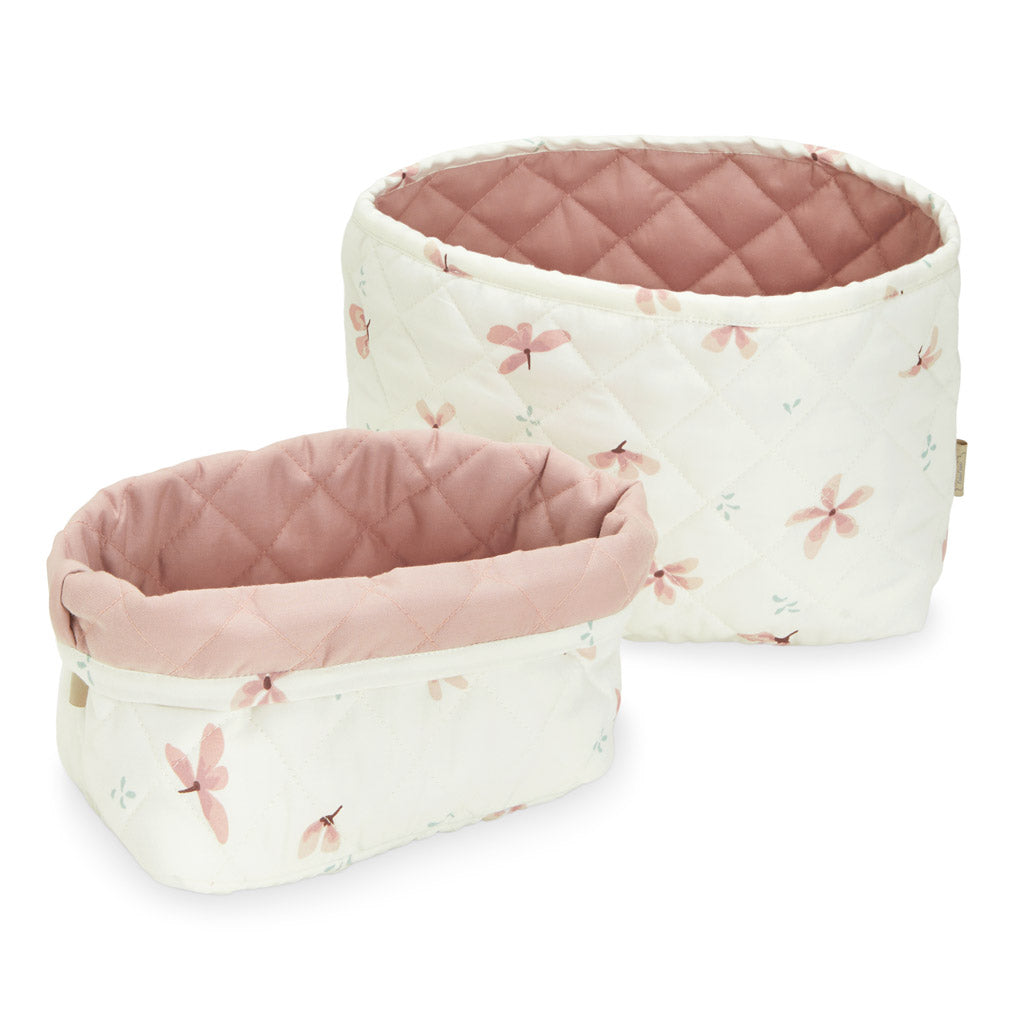 Quilted Storage Basket - Set of Two - OCS Windflower Creme