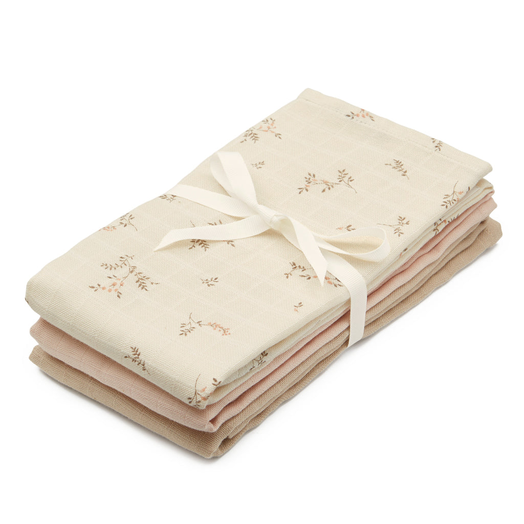 Langes en mousseline, set de 3 - GOTS Mix Ashley, Coral, Latte