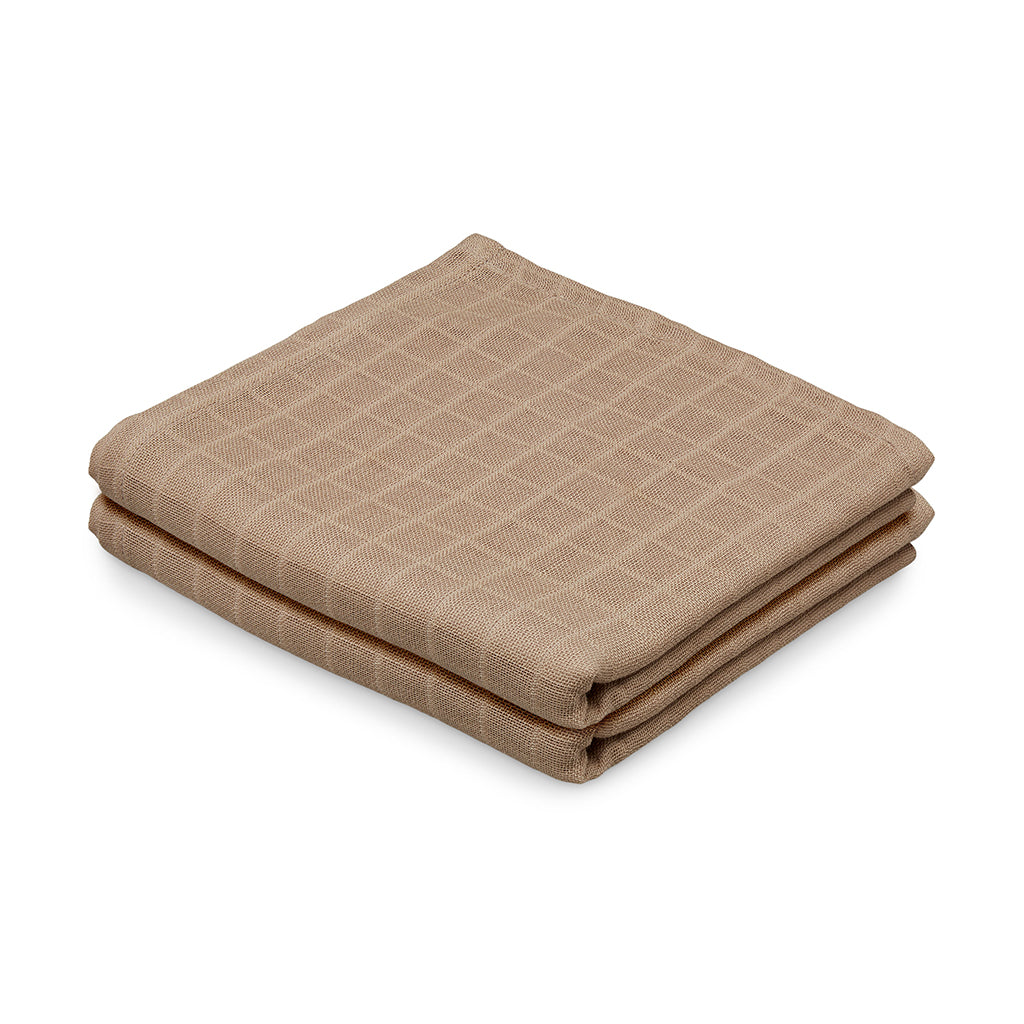 Langes en mousseline, set de 2 - GOTS Camel