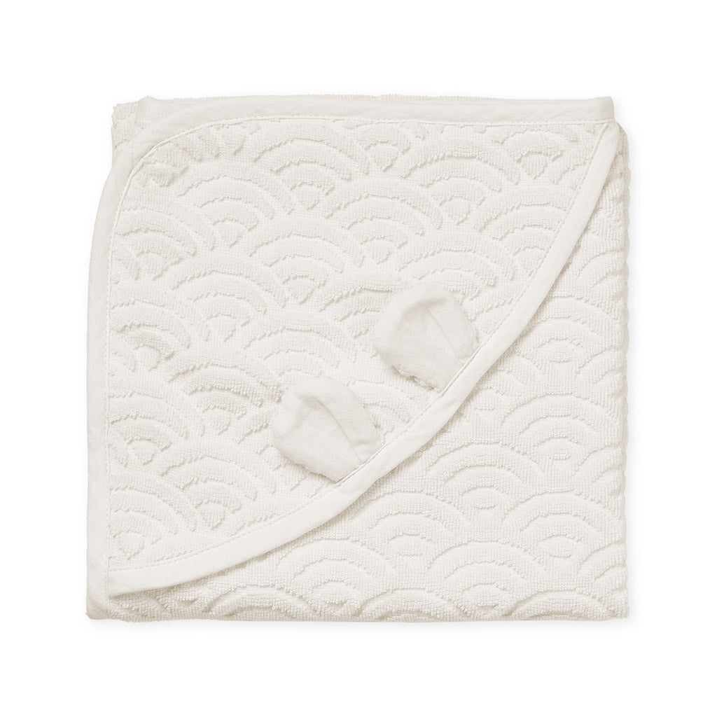 serviette de bain, Bébé, capuche avec oreilles - GOTS Off-Blanc