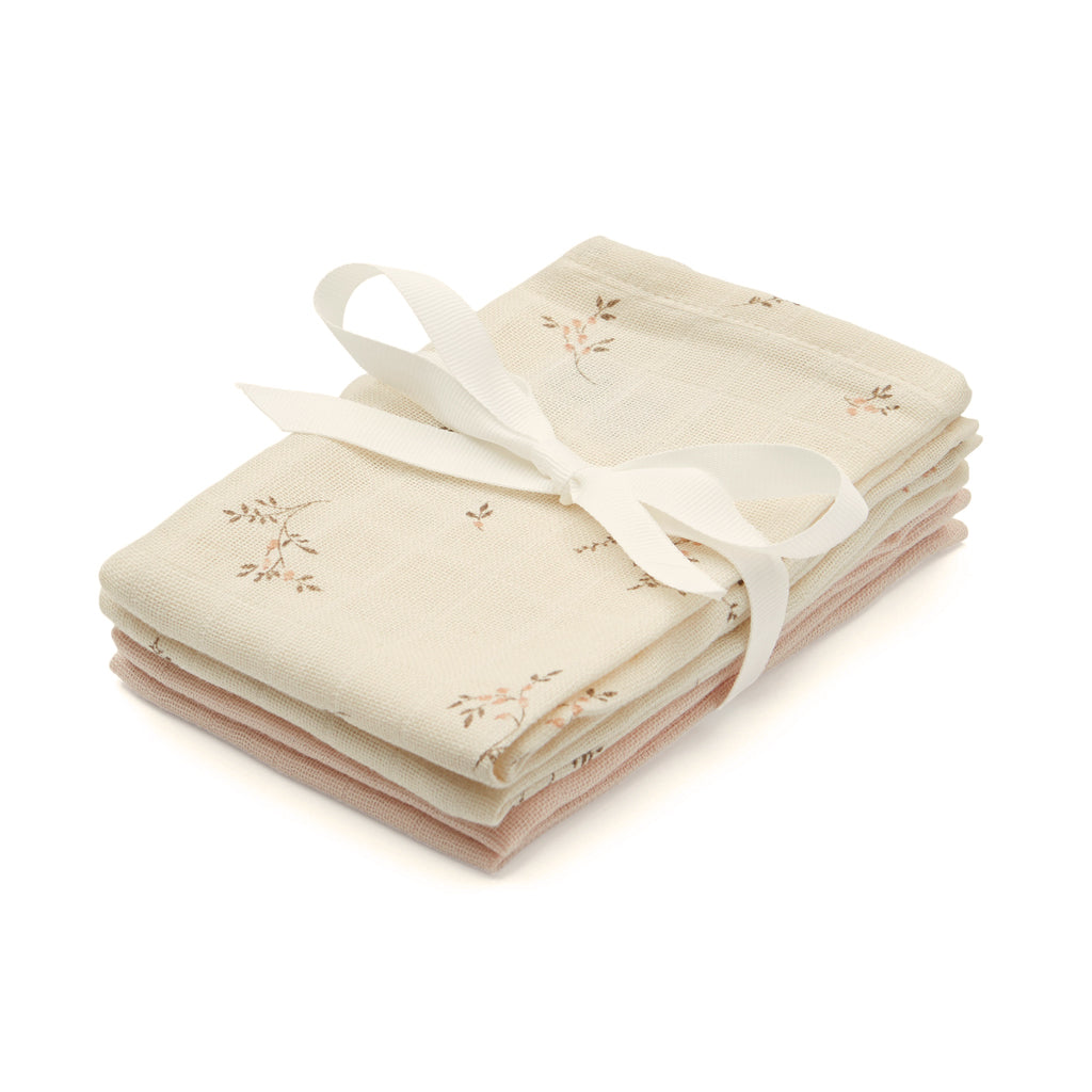 Lingettes de toilette en mousseline, paquet de 4 - GOTS Mix Ashley, Coral