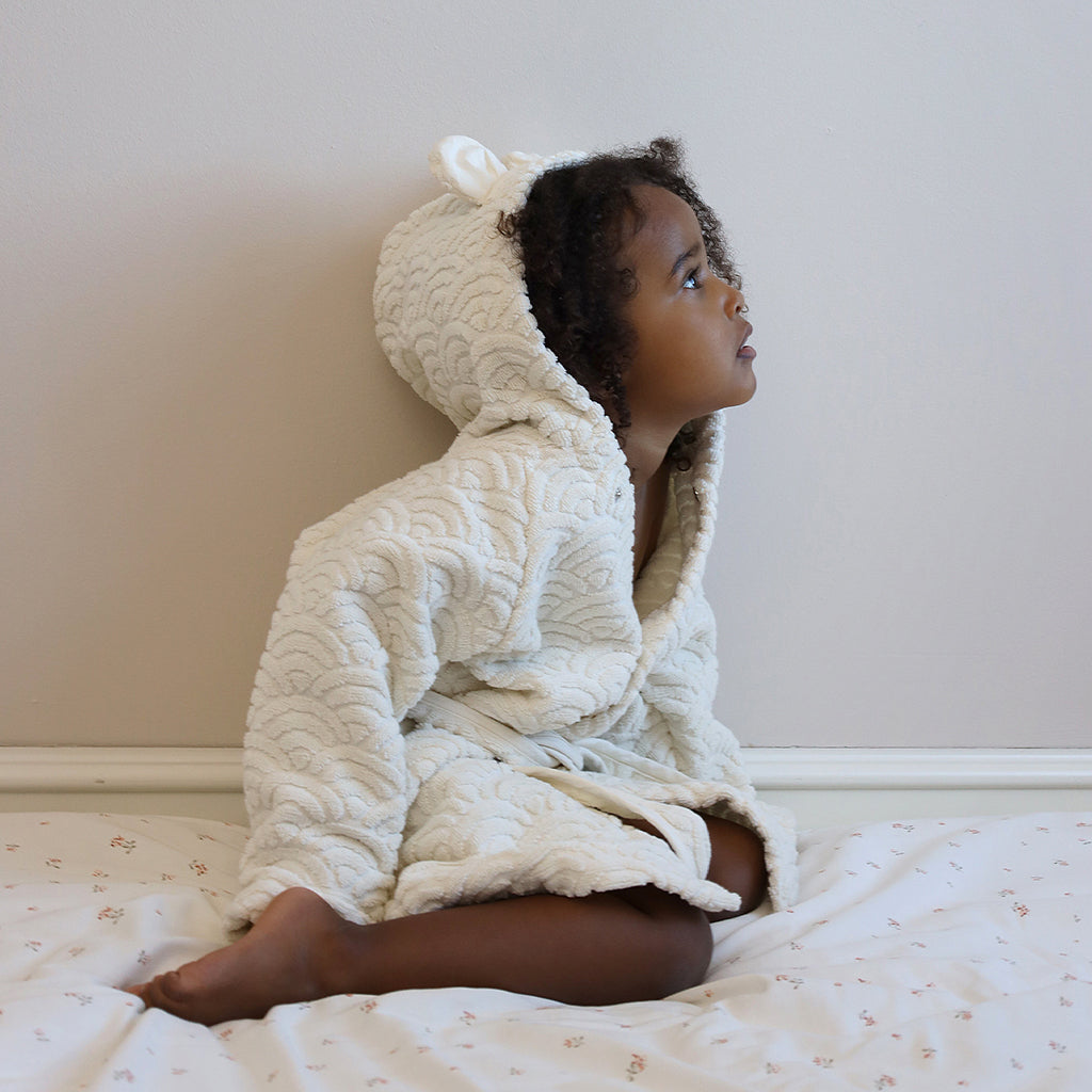 serviette de bain, Junior, Capuche avec oreilles - GOTS Off-Blanc