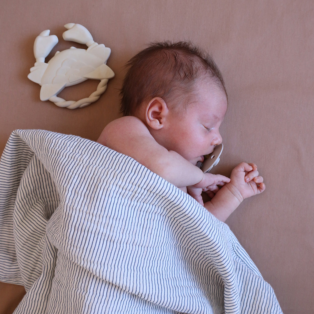 Muslin Baby Blanket - GOTS Classic Stripes Blue