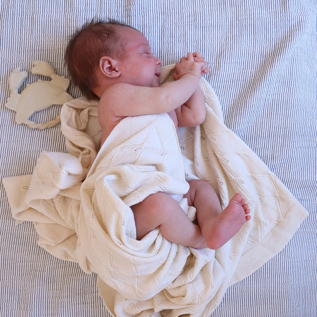 Muslin Baby Blanket - GOTS Classic Stripes Blue