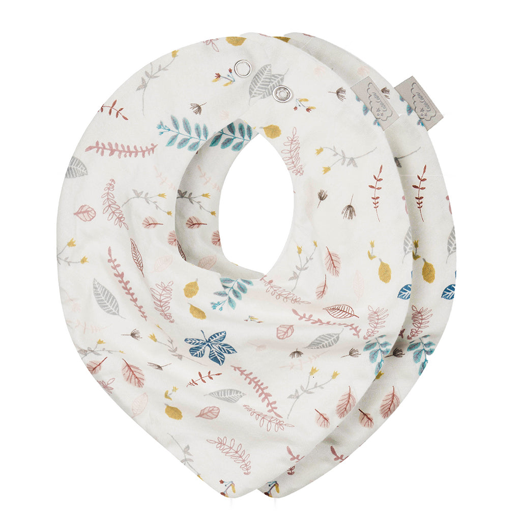 Bavoir Bandana, Jersey, set de 2 - GOTS Pressed Leaves Rose