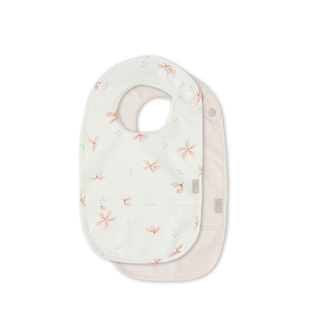 Bavoirs avec poche, set de 2 - Windflower Creme/Blossom Pink