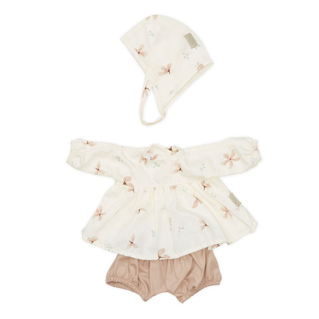 Ensemble de vêtements et bonnet pour poupée - GOTS Windflower Creme