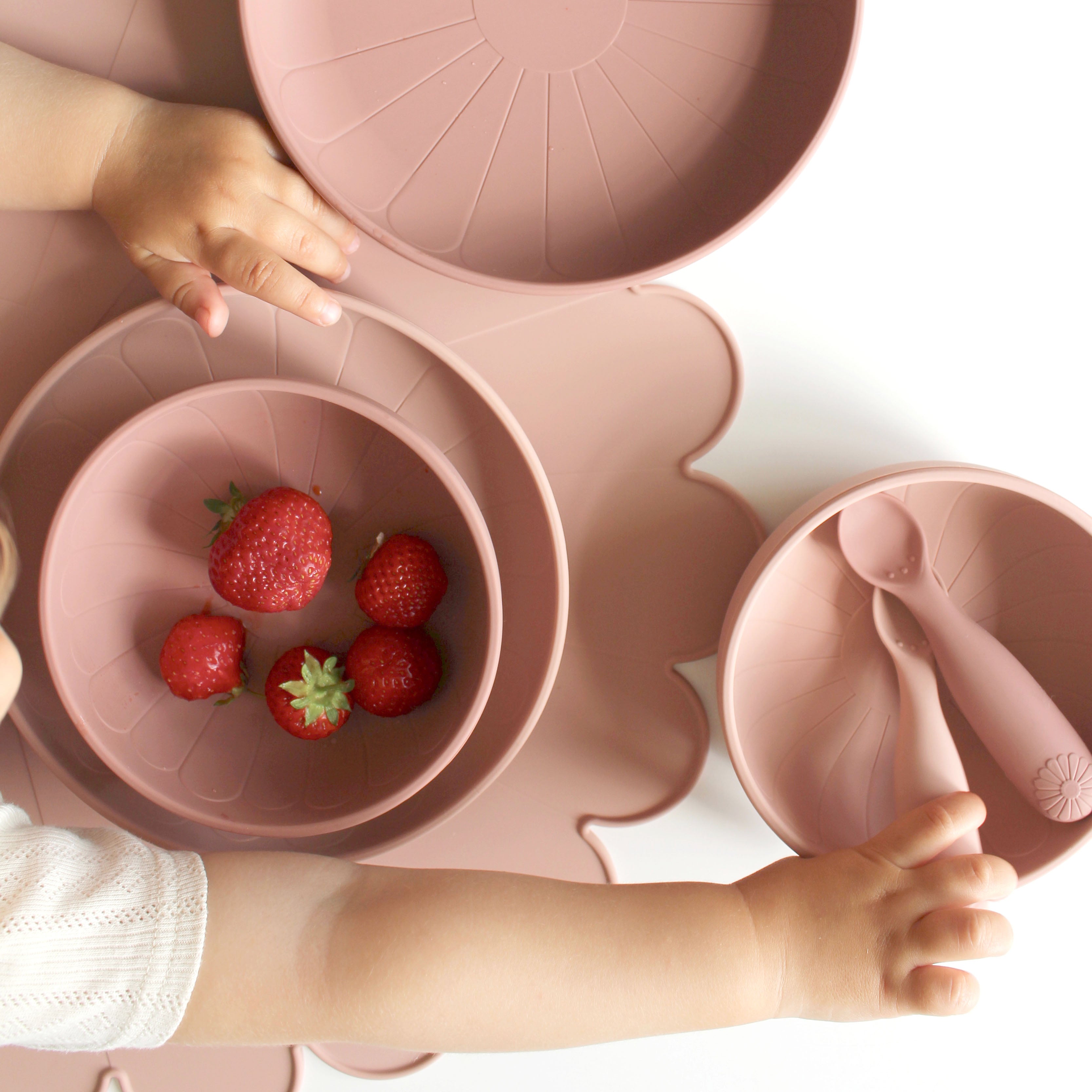 Assiettes Flower en silicone, set de 2 - mélange de roses